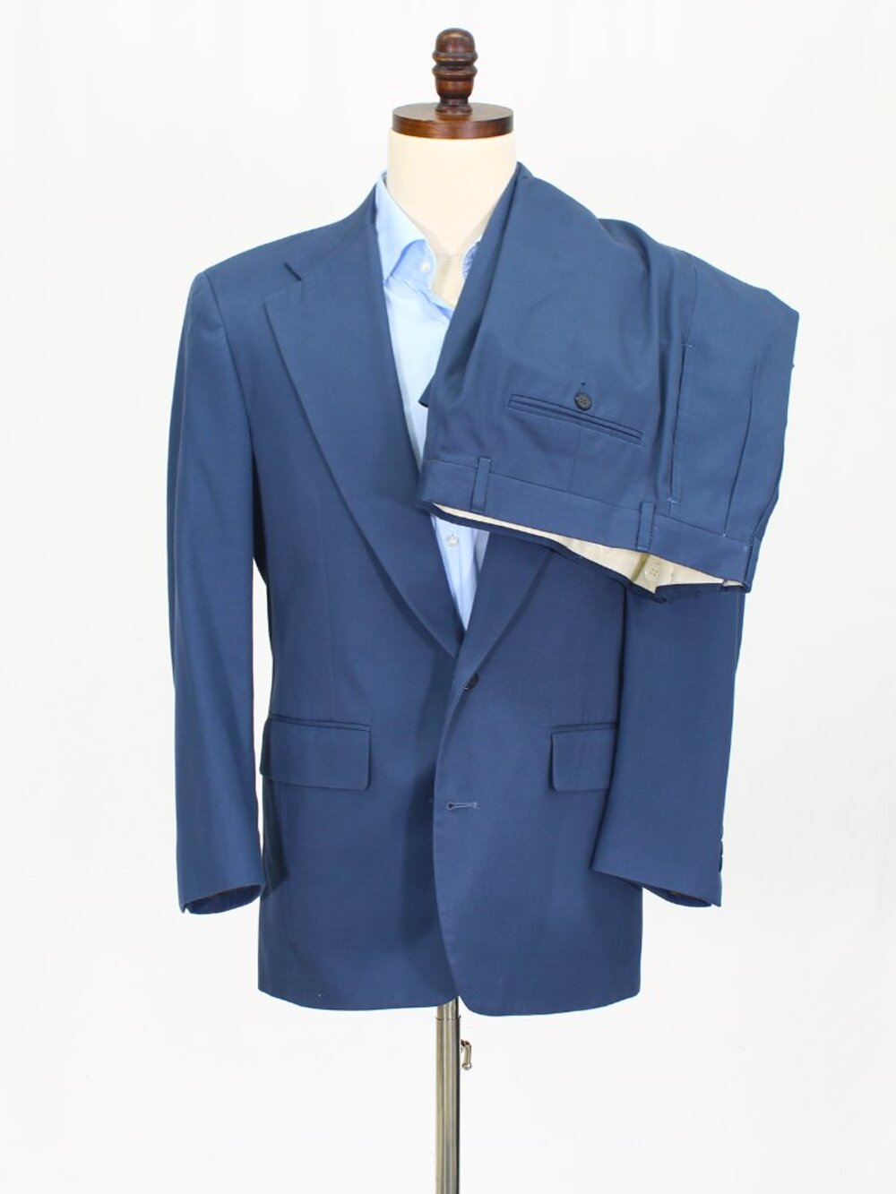 Haspel Vintage 38S 30x28 Blue Full Suit 2-Button Solid R881